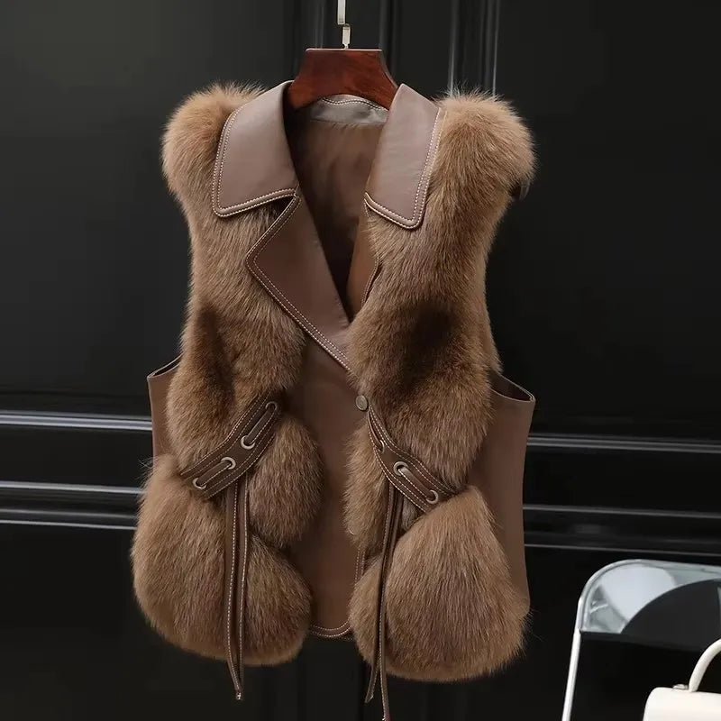 Thalia Leather & Fur Vest