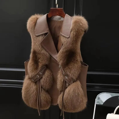 Thalia Leather & Fur Vest